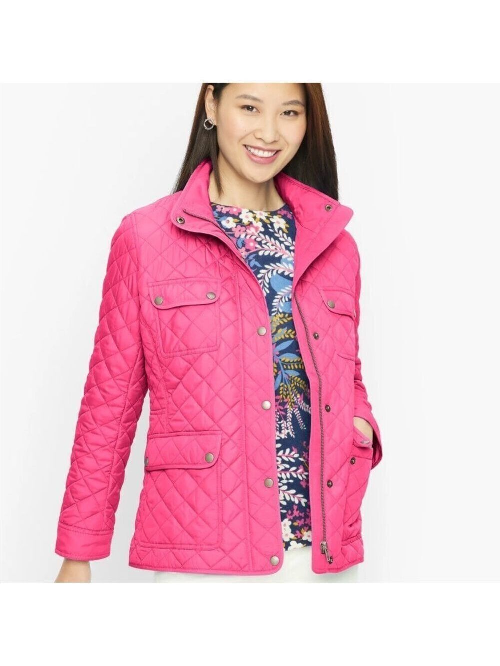 TALBOTS Quilted Snap Front  & Zip front  Spring Jacket front patch pockets Med